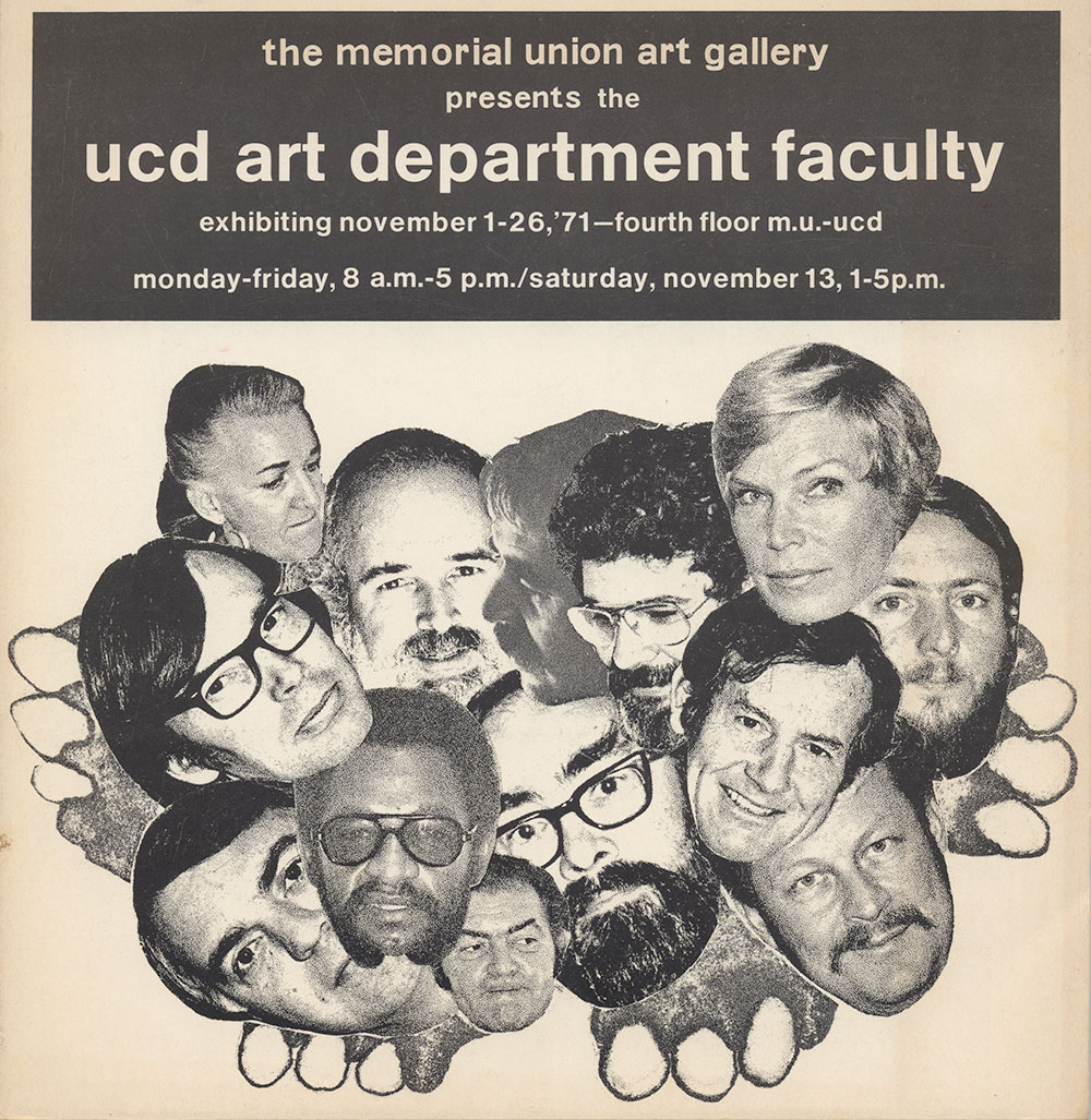 Cover of the Art Faculty exhibition catalog with black and white faces collaged.